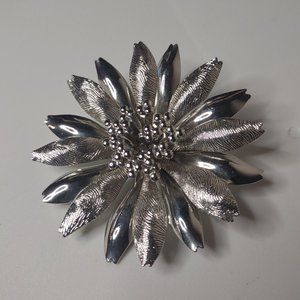 Large Lightweight Metal Flower Brooch